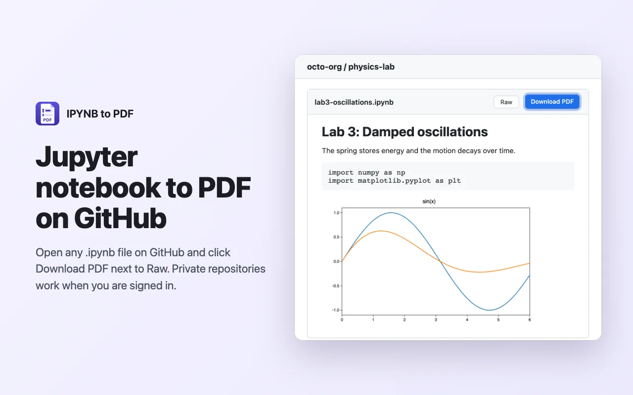 GitHub 노트북 페이지의 Raw 옆에 있는 Download PDF 버튼