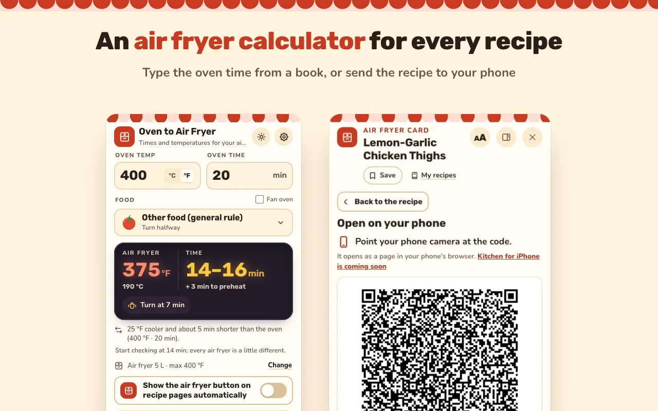 Quick converter in the popup for a recipe from a book