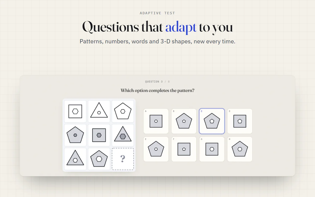 An adaptive matrix question: which option completes the pattern